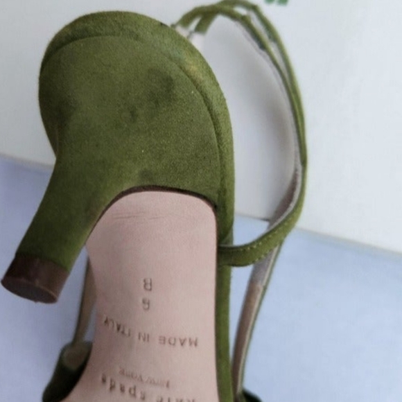 Kate Spade open toe heels (Moss Green /6M) Suade, Made in Italy, gently used - Picture 8 of 14